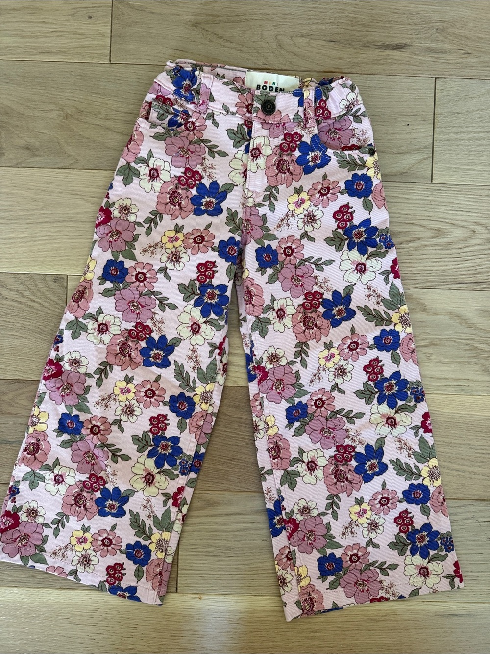 NWT Boden Pink Floral Wide-Leg Jeans for Kids